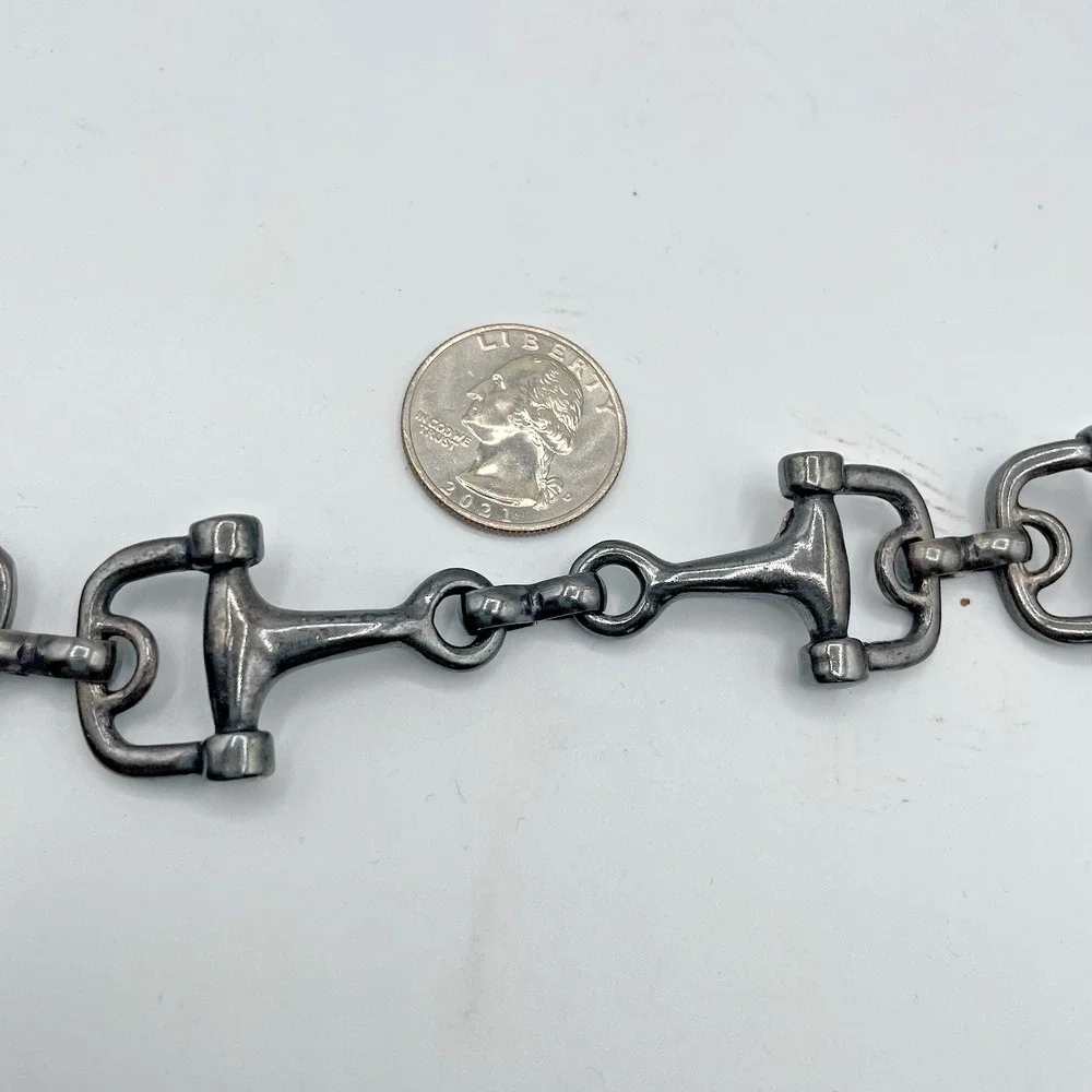 Vintage Horse Snaffle Horse Bit Belt 38 inches Gun Metal Equestrian Boho Classic